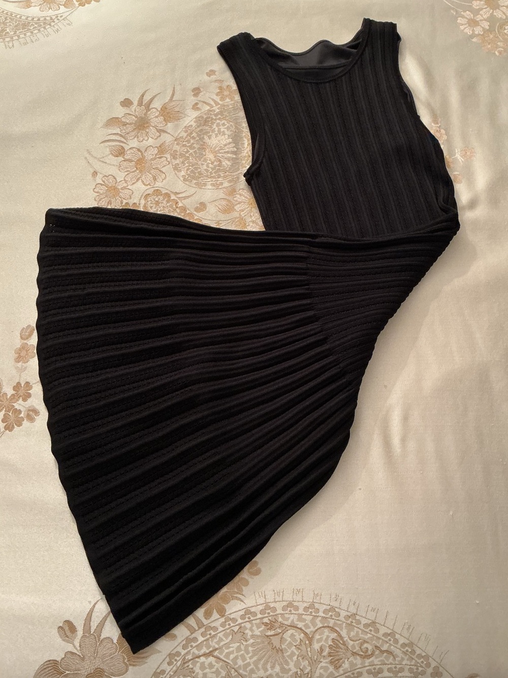 Ann Taylor Black Ribbed Midi Bodycon Dress